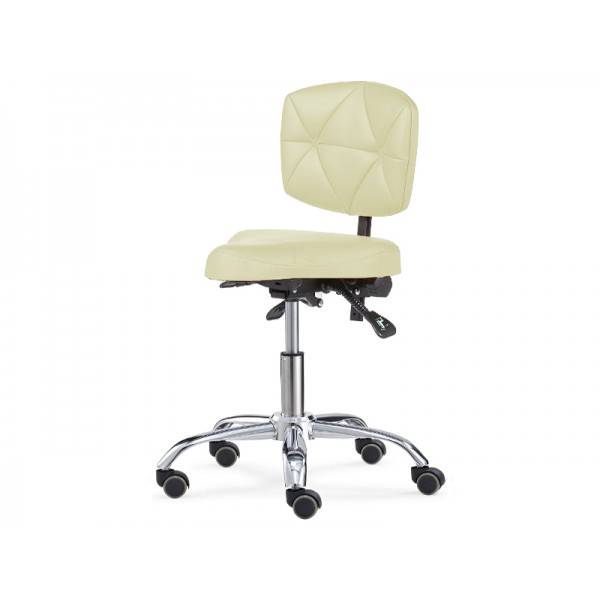 Стілець для майстра модель 7003 з сидінням у формі велосипедного сідла та спинкою, БЕЖЕВИЙ, АКЦІЯ -30%