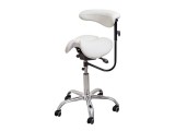 Стілець-сідло для майстра мод. 8016-2 зі спинкою та розділеним сидінням,  (3 регулювання), БІЛИЙ