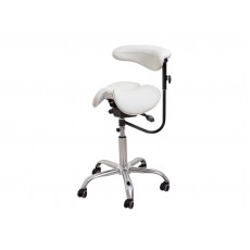 Стілець-сідло для майстра мод. 8016-2 зі спинкою та розділеним сидінням,  (3 регулювання), БІЛИЙ