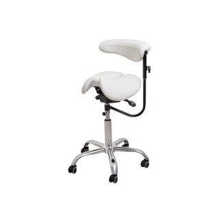 Стул-седло для мастера мод. 8016-2 со спинкой и разделенным сидением, (3 регулировки), БЕЛЫЙ