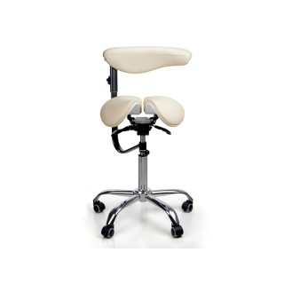 Стул-седло для мастера мод. 8016-2 со спинкой и разделенным сидением(3 регулировки), БЕЖЕВЫЙ