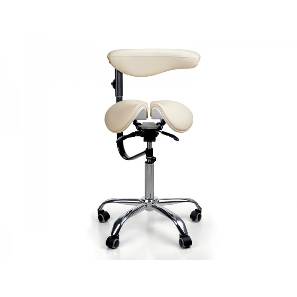 Стілець-сідло для майстра мод. 8016-2 зі спинкою та розділеним сидінням(3 регулювання), БЕЖЕВИЙ