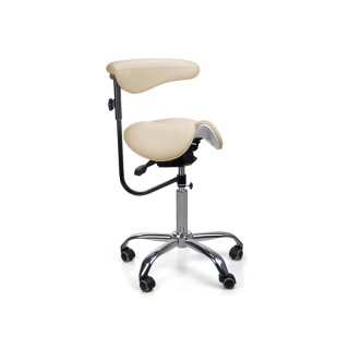 Стул-седло для мастера мод. 8016-2 со спинкой и разделенным сидением(3 регулировки), БЕЖЕВЫЙ