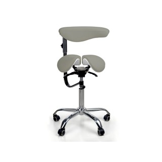Стул-седло для мастера мод. 8016-2 со спинкой и разделенным сидением  (3 регулировки), СЕРЫЙ