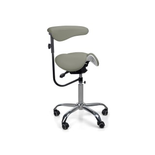 Стул-седло для мастера мод. 8016-2 со спинкой и разделенным сидением  (3 регулировки), СЕРЫЙ