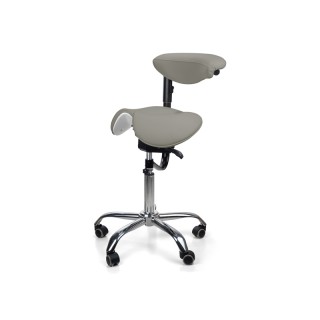 Стул-седло для мастера мод. 8016-2 со спинкой и разделенным сидением  (3 регулировки), СЕРЫЙ - фото 2