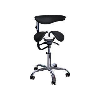 Стул-седло для мастера мод. 8016-2 со спинкой и разделенным сидением(3 регулировки), ЧЕРНЫЙ