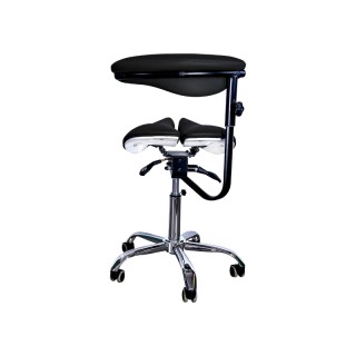 Стул-седло для мастера мод. 8016-2 со спинкой и разделенным сидением(3 регулировки), ЧЕРНЫЙ - фото 2