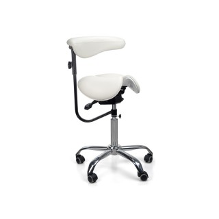 Стул-седло для мастера мод. 8016-2 со спинкой и разделенным сидением, (3 регулировки), БЕЛЫЙ - фото 2