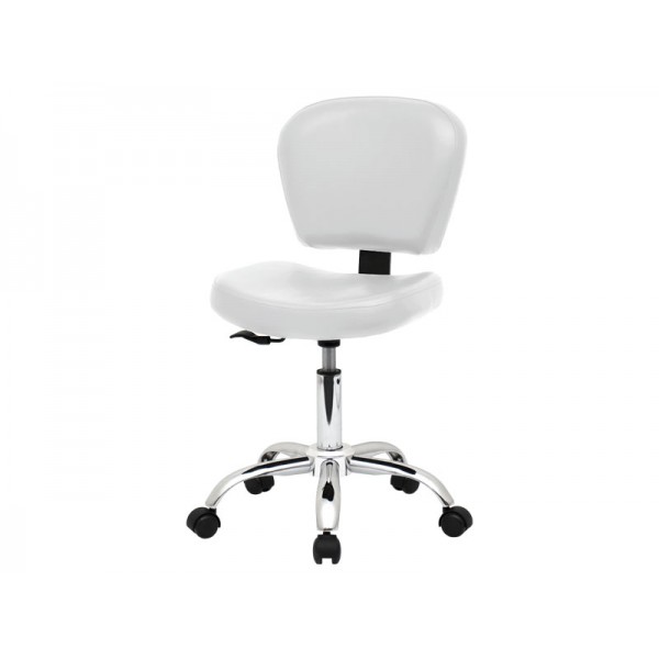 Стул для мастера модель 855, БЕЛЫЙ со спинкой