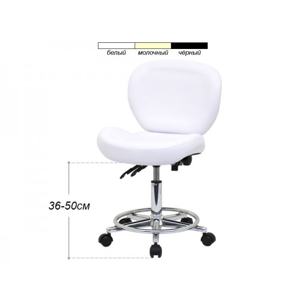 Стул для мастера модель 881-2, БЕЛЫЙ со спинкой