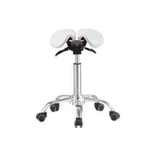 Стілець-сідло для майстра модель 4008 з розділеним сидінням (2 регулювання), БІЛИЙ