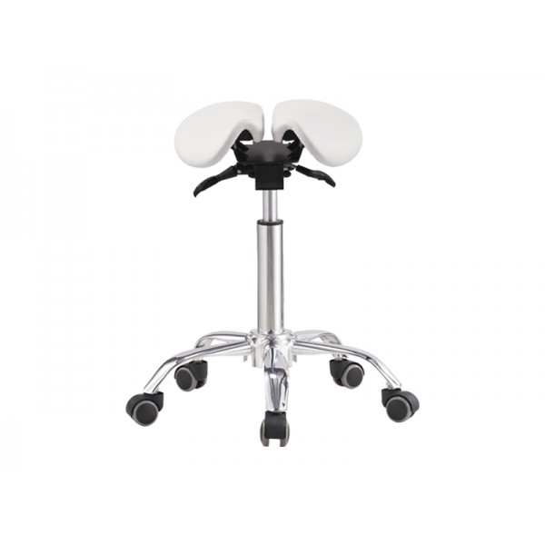 Стілець-сідло для майстра мод. 4008 з розділеним сидінням (2 регулювання), БІЛИЙ