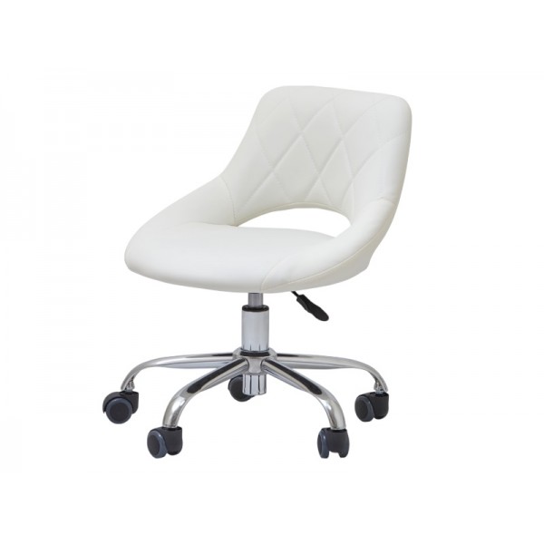 Стілець зі спинкою для майстра педикюру модель 355, БІЛИЙ